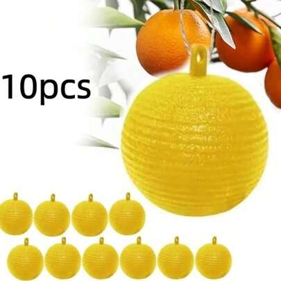 10 Stück Insektenfallen, Klebriger Fliegenfänger, Ökologische Fliegenfalle, Mückenschutz für den Innenbereich, Wespenfalle für den Außenbereich, Fliegenfalle für weiße Blattfliegen und Blattläuse, Klebrig Gelber klebriger Insektenball, Obstbaumfliegen-Lockball, Melonenfruchtfliegen-Klebeball, Insekten-Lockball, klebriger fliegender Insektenball für drinnen und draußen, Fruchtfliege, Fliegenmücke, Obstladen, Küchenmülleimer, Schädlingsbekämpfungsartefakt, klebrige Insektentafel