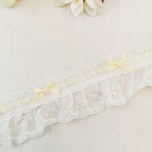 1 قطعة 1 ياردة شريط ملون، مع تريم من الدانتيل بشكل فيونكة، للملابس المصنوعة يدويًا، تغليف صناديق الهدايا، التطريز، الحياكة، حافة الخياطة، اكسسوارات الدانتيل الديكورية، اكسسوارات الخياطة