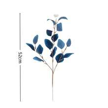 1片/3片/6片人造尤加利叶，仿真绿植，适用于DIY花墙、场景布置、客厅卧室花瓶插花、婚礼、派对装饰、桌面摆设。适合秋冬季装饰，可用于房间、家居、厨房、婚礼、餐桌、中心装饰、办公室、花园、户外装饰。 - 寶藍色 - 查看 3