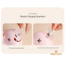 MEET SUN 1pc 1200mAh Lithium Battery Long Lasting + Handmade Fabric Decorative Apron/Scrunchie (2-In-1) + Mini Portable Hand Warmer + Lanyard + Cute Pet USB Charger, 2025 Autumn/Winter New Arrival - Mint Green - View 10