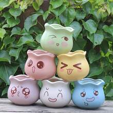 6pcs/Set Cartoon Cute Ceramic Flower Pots, Cute Succulent Plant Flower Pot With Drainage Hole Function, Suitable For Succulents And Cacti, Painted Surface Treatment, Home Office Desk Garden Gift, Very Suitable For Indoor And Outdoor Desktop Window Sill Landscape Design, Perfect Gift For Christmas, Birthday, Mother's Day - Multicolor - View 8