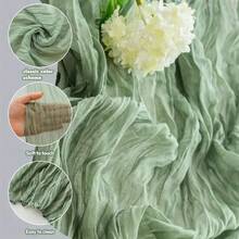 1 Piece Grass Green Polyester Pleated Table Runner Bohemian Table Runner Gauze Tablecloth Country Decor Wedding Decoration Shower Holiday Party Dining Room Accessories Living Room Decor Table Decoration - Green - View 5