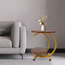 RibasuBB Round 2-Tier Side Table With Storage Shelf For Living Room And Bedroom, Sturdy Carbon Steel Frame, Modern C-Shaped Design, Easy Assembly And Maintenance - Multicolor - View 4