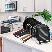 EMIAFB Organizador de Ollas y Sartenes de Estante Expandible Estantes y Soportes para Ollas y Sartenes Estante de Ollas Organizador con 13 Compartimientos (Blanco) - blanco - Ver 10