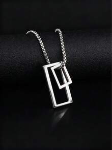 1條簡約不鏽鋼中空幾何設計男士項鍊