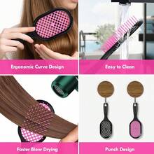 1pc Detangling Hair Brush - Effortlessly Removes Knots - Super Soft Bristles - Suitable For Curly, Straight, Wet Or Dry, Damaged Hair,Hair Brush,Slick Back Brush,Styling Brush,Curly Hair Brush,Edge Brush,Hair Comb,Brush Hair,Hair Brush Set,Comb Hair,Comb For Curls,Detangling Brush,Hair Brush For Women,Hair,Travel,Hair Products,Hair Tools,Hair Stuff,Barber,Barber Accessories,Barbershop,Hairdressing Equipment - Purple - View 3