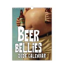 1 calendar de perete amuzant 2026, cadou amuzant cu glume, calendar de perete pentru bărbați, 12 ilustrații amuzante cu burtă mare, calendar lunar pentru ameliorarea stresului, decor creativ personalizat pentru birou și casă, potrivit ca și cadou amuzant pentru iubit, soț, tată, Crăciun, Anul Nou - Calendarul Burții de Bere 2026 - Vizualizare 6