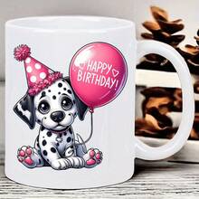 Happy Birthday!11oz Coffee Cup - Cute Dalmatian Puppy Insulated Reusable Travel Mug With Easter Hat And Balloon Design, Hand Wash Only - Coffee Lovers, Men & Women, Reusable Beverage Container| Contrary To Product Description, This Cup Cannot Be Washed By Hand Only.It Can Be Dishwasher.Coffee Bar Accessories - Hồng - Xem 5
