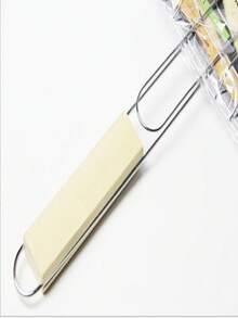 1 pieza Rejilla de acero inoxidable antiadherente multiusos, estilo de camping al aire libre con forma de rejilla desmontable y portátil para parrilla de barbacoa con mango de madera para asar alitas de pollo, berenjena, pescado, perfecta para fiestas de barbacoa de verano, picnics y eventos de parrilla en el patio trasero