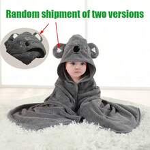 2 件卡通动物婴儿连帽浴巾，柔软珊瑚绒吸水速干，浴袍，毯子，沙滩巾，适合全年婴儿使用，男女通用连帽珊瑚绒浴袍，适合男婴和女婴，快干，柔软，温暖，多功能，可用于所有季节和场合，浴室