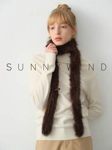 1 pieza Bufanda de mujer de unicolor de poliéster polar, minimalista y de moda para uso diario