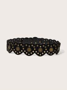 Thắt lưng nữ cỡ lớn XL/XXL, thắt lưng eo phong cách Y2K, thắt lưng nhung đen kiểu BOHO phối họa tiết trái tim và đinh tán, phụ kiện phù hợp với váy, lễ hội âm nhạc, tiệc tùng, phong cách Y2K, cỡ lớn, ngày Valentine. - màu đen - Xem 4