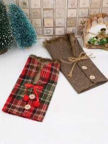 1 PIEZA Elegante disfraz de botella de vino con cuello de suéter y cierre de botones - Cuadros festivos o colores sólidos - Tela para todas las estaciones Vestido para Navidad, San Valentín, bodas, Año Nuevo - Funda decorativa para botellas de vino, decoración de fiesta fácil de limpiar, diseño de suéter acogedor con cierre de botones, perfecto para decoración de mesa festiva y exhibición de botellas de vino - Multicolor - Ver 7