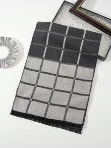 1 件男士秋冬新款温暖柔软仿羊绒流苏格子花卉几何图案商务围巾 - 彩色 - 查看 10