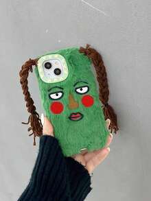 Funny Phone Case,Ugly Phone Case Plush Funny Cartoon Braided Girl Design Protective Phone Case Cover Compatible With Iphone 17/16/15/14/13/12/11 Pro/Pro Max, Creative & Anti-Drop - Multicolor - View 3