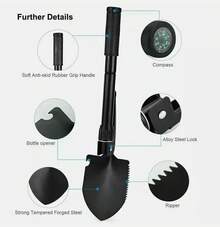 Folding Military Shovel Survival Spade Emergency Garden Camping Outdoor Tool - Black - View 6