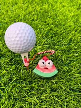 1 pieza camiseta de golf con ojo grande de fruta, camiseta de golf de resina con forma de fruta, camiseta de golf con cabeza de goma y cuerda, Soporte antiperidida para camiseta