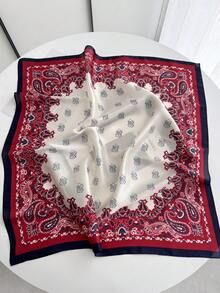 1 件佩斯利印花仿丝男士头巾、百搭围巾、头带、装饰品