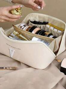 1pc Waterproof PU Leather Makeup Bag, Transparent Toiletry Bag, Large Capacity Travel & Swimming Bag, Dry & Wet Separation Cosmetic Organizer Bag, Portable Waterproof Toiletry Bag, Travel & Swimming Bag, Bathing & Fitness Organizer Bag, Transparent Waterproof Beach Bag, Oval Cylindrical Beach Tote, Transparent Beach Bag, Shoulder Bag, Swimming Bag, Bathing Organizer Bag - Multicolor - View 44