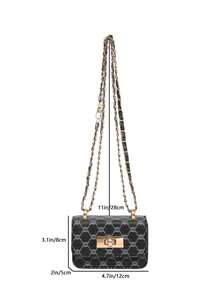 Casual Chain Small Square Crossbody Bag, Fashionable & Charming For Girls