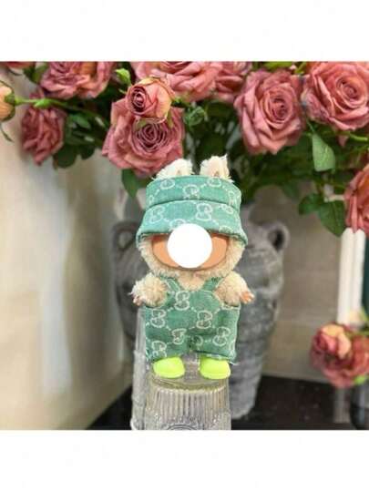 17cm Clothing Set In-Stock Macaron 1st & 2nd Generation Doll Clothes, Sitting Party Ceramic Figurine Outfit Set, Sunhat & Teddy Bear Set For Labubu