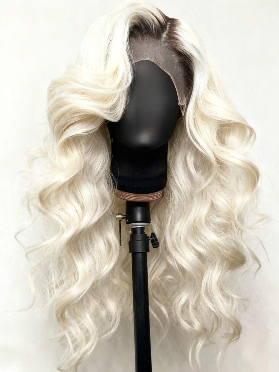 Ombre Blonde With Dark Roots 250 Density Glueless Wigs Human Hair Pre Plucked With Baby Hair 13x4 HD Transparent Body Wave Lace Front Wigs Human Hair Put On And Go Brazilian White Colored Water Wave Lace Frontal  Wigs For Women Natural Looking - 根染&漸變色 - 查看 1