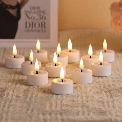 12PC Flameless Candles Battery Operated 200+ Hours Flickering Fake Candles Electric LED Candles For Home Decor Electric Candle Tea Lights Table Decorations Wedding Aniversary Halloween Christmas