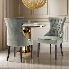 Two Dining Chairs/Dressing Chairs With Thickened Cushions, Elegant Style, Suitable For Any Dining Table. - Khaki - View 2
