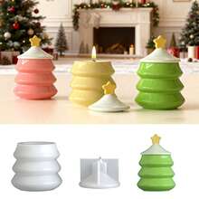 1 pieza Molde de silicona en forma de árbol de Navidad para velas y tazas, para hacer adornos decorativos y regalos hechos a mano creativos