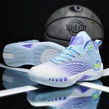 2025 New Versatile Basketball Shoes, Comfortable Non-Slip Men's Sports Shoes, Friction Sounding Casual Shoes, Outdoor Thick-Soled Elevator Shoes, Dominate Basketball Court & Playground Running Shoes, Unisex Sports Shoes, Luminous Version, Size: 36-45 - Gray Purple - View 3