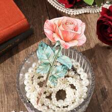 8张/包 金箔花朵主题贴纸，创意美学贴纸，DIY装饰剪贴簿工艺材料，节日礼物，个性化剪贴簿学习用品文具 - 黃色 - 查看 9