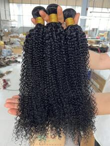BINF Tóc nối xoăn đen tự nhiên 100%, tóc nguyên chất chưa qua xử lý, dệt đôi, phù hợp cho nữ, lý tưởng cho việc tự tạo kiểu tóc, phù hợp với mọi sắc tộc, món quà lý tưởng cho Giáng sinh, Năm mới, Halloween và các ngày lễ khác, cũng tuyệt vời cho hóa trang Halloween, các bữa tiệc thời trang, Giáng sinh, lễ hội hóa trang, lễ hội âm nhạc, quà tặng năm mới. - Natural Black - Xem 4