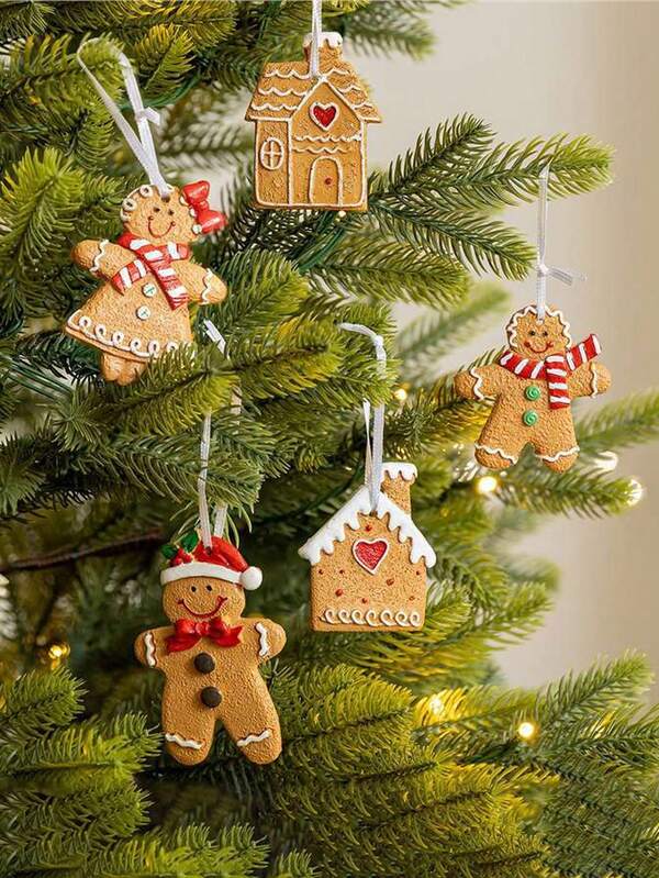 زينة شجرة على شكل رجل الزنجبيل، زينة معلقة على شكل فتاة وولد الزنجبيل، ديكورات عيد الميلاد