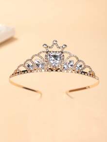 1 Stück Europäischer & Amerikanischer Braut Herz Edelstein Krone, Kristall Luxus Braut Krone, Valentinstag Herz Rote Krone, Geburtstagskuchen Dekor Krone Kopfschmuck, Kronen, Tiara, Kostümkrone