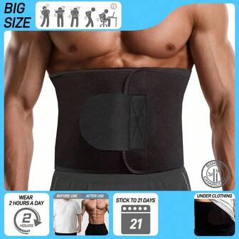 Premium Waist Trimmer & Trainer Belt For Men And Women - Sweat-Enhancing Slimming Wrap For Stomach, Adjustable Fit