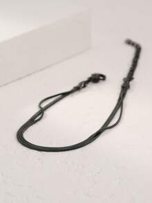 1pc Multi-Layer Snake Bone Bracelet, Minimalist Men's Snake Chain Bracelet - Gun Black - View 3