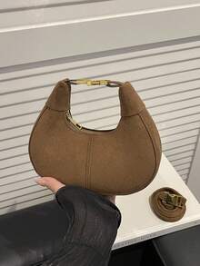 1 pezzo Nuova borsa a mezzaluna in finta pelle scamosciata per autunno/inverno, alla moda, adatta per pendolarismo, amanti delle feste, stile vintage, design di nicchia