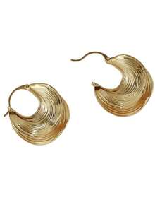 1 par - Pendientes de botón con patrón asimétrico metálico de estilo europeo para un procesamiento pesado, pendientes de moda para ir y venir, elegantes y exclusivos, accesorios versátiles