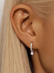 1 Pair S925 Sterling Silver Cubic Zirconia Dangle Earrings, Women's Pendant Earrings Made Of S925 Silver And Synthetic Cubic Zirconia, Shiny Brilliance, Hypoallergenic, Perfect For Parties, Holidays, Christmas And Thanksgiving