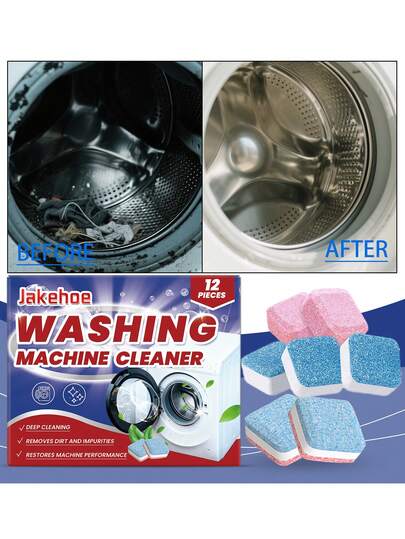 Tabletas de limpieza potentes para lavadora - Limpieza profunda del tambor interior y la tina de lavado, compatibles con lavadoras de carga frontal, superior y de alta eficiencia. Elimina los residuos que causan olores, el pelo de mascotas y la acumulación de agua dura. Apto para sistemas sépticos.
