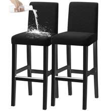 1/2/4/6pcs Solid Color Jacquard Waterproof Spill-Resistant Short Back Chair Covers, Elastic Removable Barstool Covers With Backrest, Home Decor Chair Slipcovers Suitable For Square Kitchen, Dining Room, Cafe