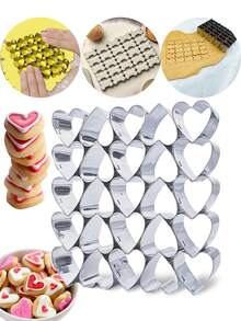25-Cavity Stainless Steel Heart, Fish And Bone Shaped Cookie Cutter Mold - Non-Stick Baking Mold For Snacks And Party Favors | Durable, Easy-To-Clean Multi-Shape Cutting Mold Suitable For Home And Commercial Kitchens | Precise Edges For Making Uniform Cookies And Biscuits, Perfect For Valentine's Day, Easter, Ramadan, Christmas, Halloween, Weddings, Parties - Commercial And Home Kitchen Use - Durable Cookie Cutting Tool, Handmade For Holidays - Multicolor - View 2