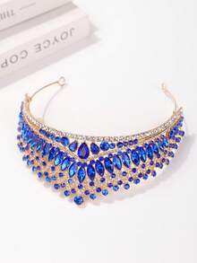 1 Stück luxuriöser Braut-Hochzeitskopfschmuck Kristallkrone Haarband, elegantes Accessoire für Hochzeit, Bankett