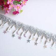 2 yardas de cinta con flecos de lentejuelas y lentejuelas de oro y plata, para manualidades, ropa de actuación, vestidos de boda y fiesta, tela de costura