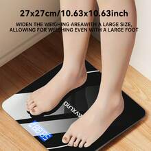Bathroom Scale, High-Precision Digital Weighing Machine, Compact Size, LED Display, Doctor's Scale With Strong Tempered Glass, 396 Lbs - Black - View 3