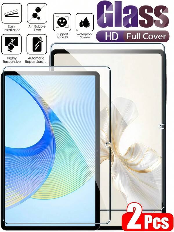 2 Stücke HD Tablet Gehärtetes Glas Bildschirmschutzfolie 9H stoßfest, kratzfest, einfach anzubringen, kompatibel mit Huawei MatePad/kompatibel mit Samsung Galaxy/kompatibel mit Xiaomi/Honor/Redmi/iPad Air Pro 11 13 12.9 9.7 Zoll S7 S8 S9 S10 Plus FE