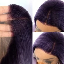 13*4 Ombre Purple Body Wave Lace Front Wigs Ombre Dark Purple Lace Wigs Long Curly Wave Wigs 180 Density Pre Plucked Glueless Synthetic Wigs Middle Part Heat Resistant Fiber Hair Synthetic Lace Front Wigs For Women Daily, Party, Cosplay Use 28 Inch - Màu tím ombre - Xem 4