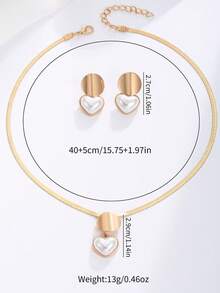 3pcs/Set Wedding Gift Jewelry Set For Women, Elegant Heart & Snake Bone Necklace, Minimalist Heart Pendant Necklace & Earrings