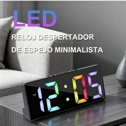 Reloj Despertador Digital LED para Mesa - Pantalla Grande, Brillo Ajustable - Ideal para Dormitorio, Oficina, Escritorio