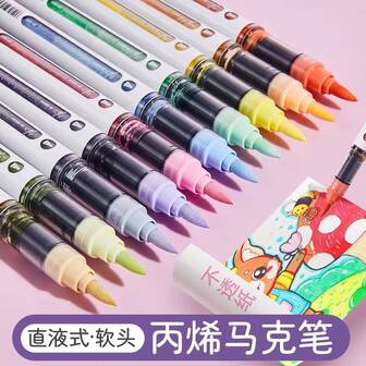 120 Vivid Acrylic Paint Markers | Sharp & Clear Lines | Strong Covering Power, Large Ink Capacity | 12 Sets, 10 Pcs Per Set - Essential For Art, Crafts, Journaling, Back To School Gift